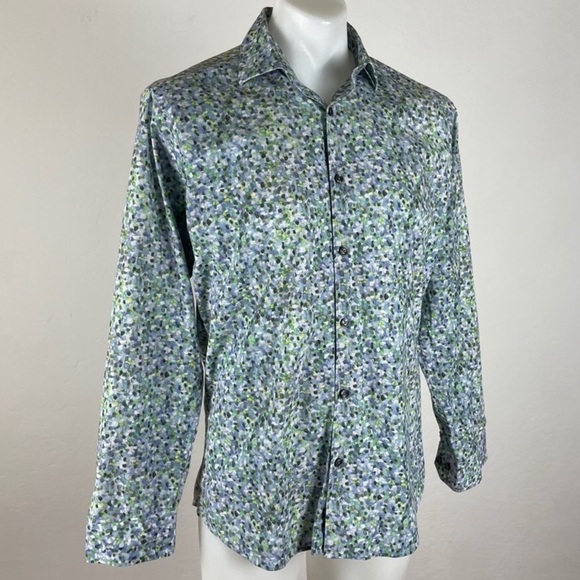 Jared Lang Pastel Watermark Regular Fit Long Sleeve Shirt Size L - Picture 3 of 13